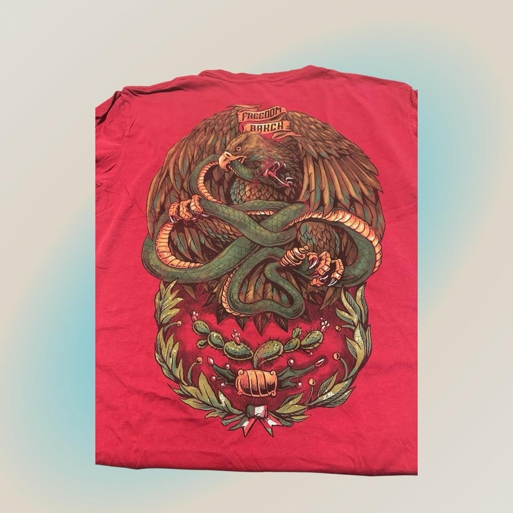 Red Graphic Tee with Eagle Design